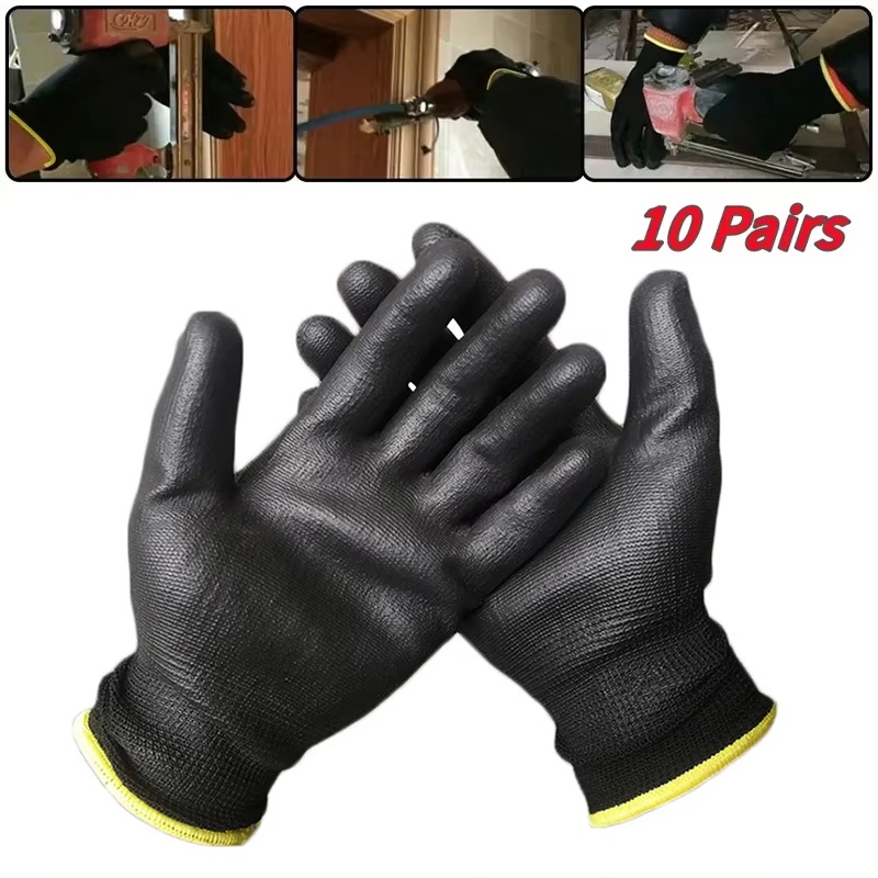 Gardening Tools Gloves - 10 Çift Dayanıklı PU Kaplama Aşınmaya