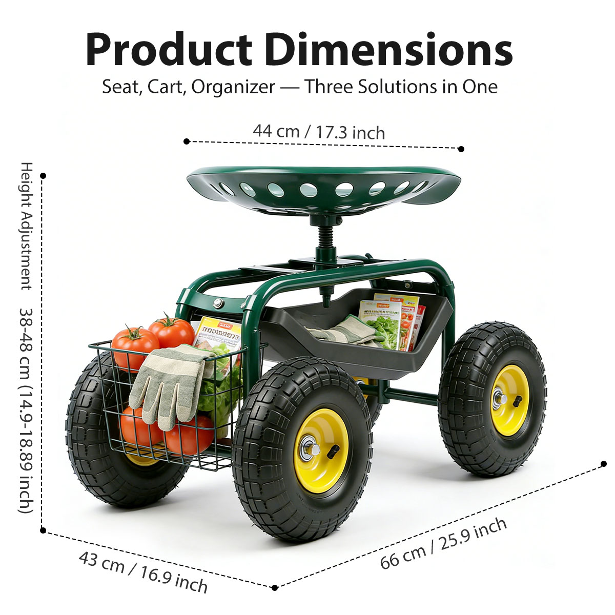 Tekerlekli Bahçe Koltuğu, Ayar - Gardening Tools Basket incelemesi ve fiyatı